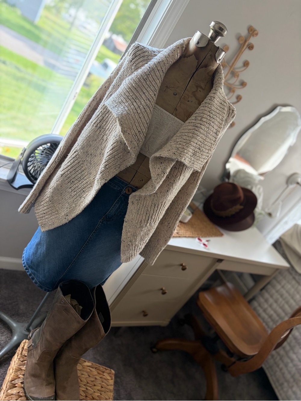 NIC+ZOE Cozy Open-Front Shawl Collar Cardigan - Oatmeal - Picture 2 of 11
